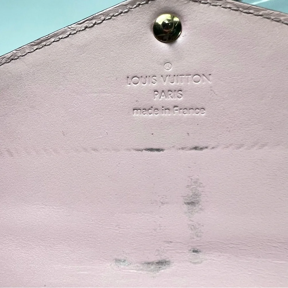 Louis Vuitton Monogram Vernis Portefeuille Sarah Long Wallet Rose Pink Authentic